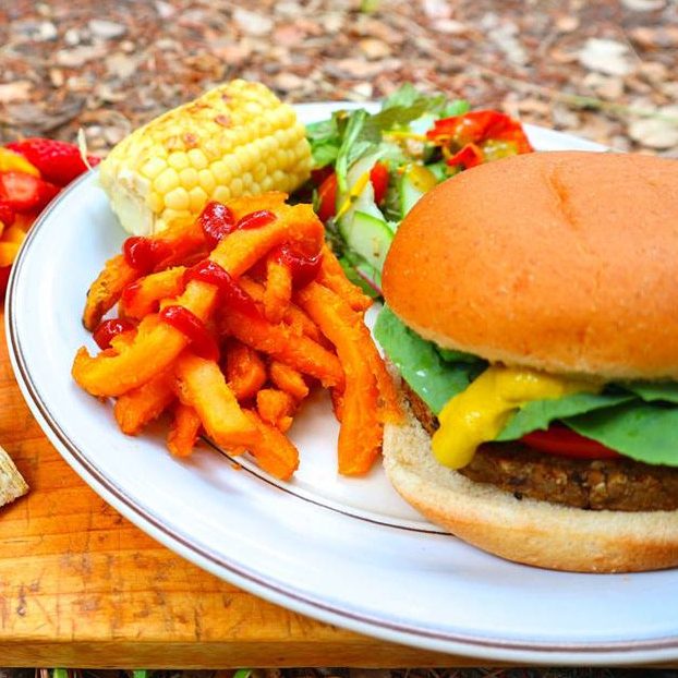 YEA Camp Burger-Sweet-Potato-Fries-Corn-Food-Plate-Picture-square Why YEA Camp is a vegan summer camp  